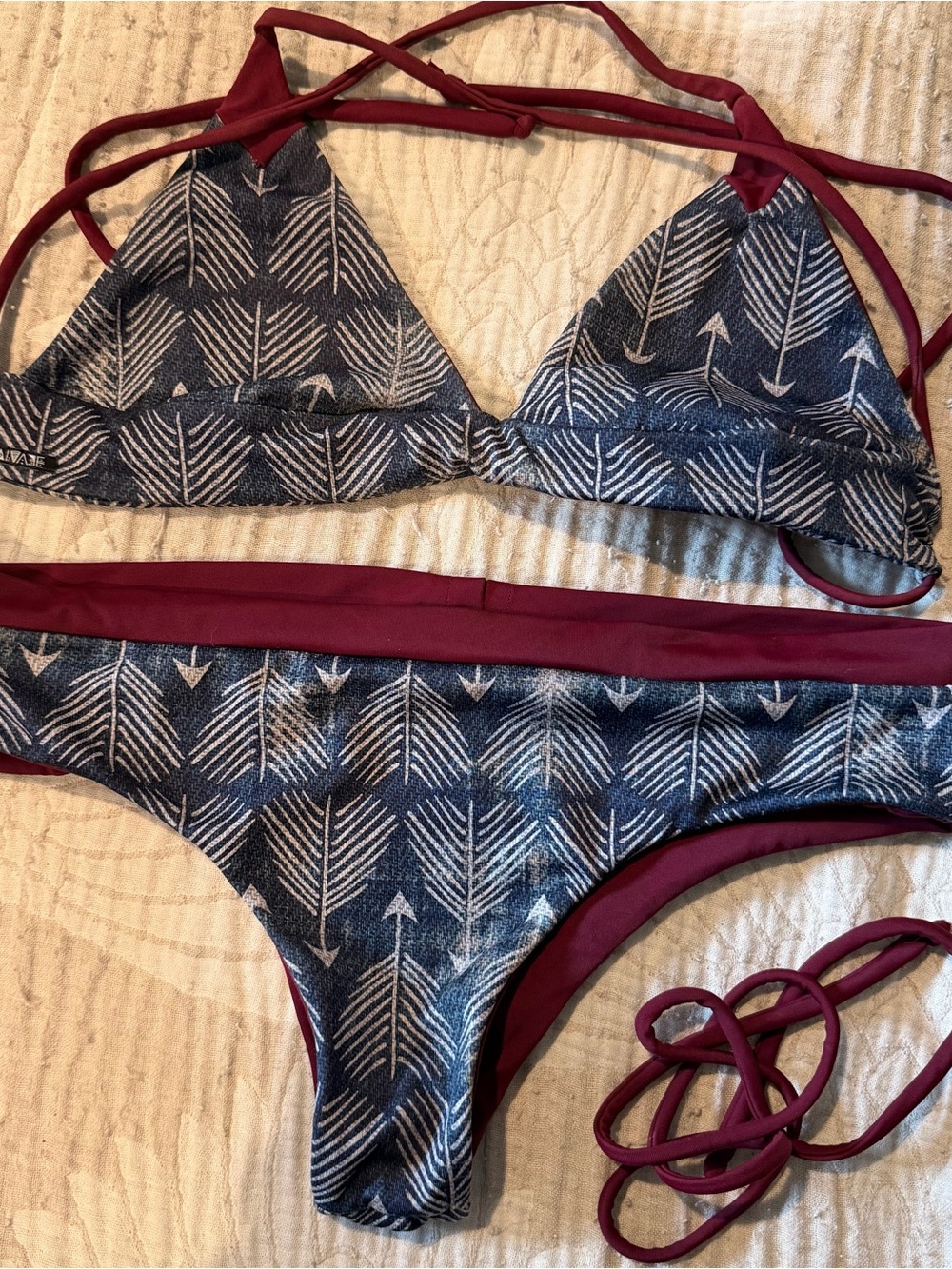Salvaje (handmade in Costa Rica)  Two-Piece Arrow Print reversible Bikini